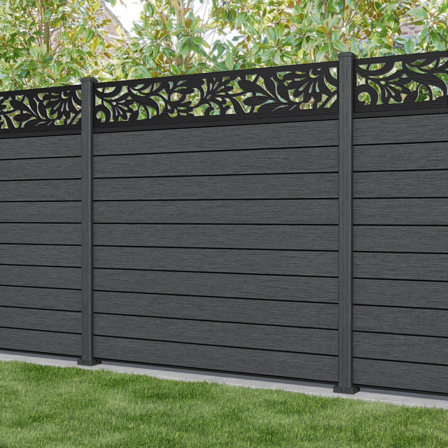 Fusion Heritage Fence Panel - Dark Grey - with our composite posts
