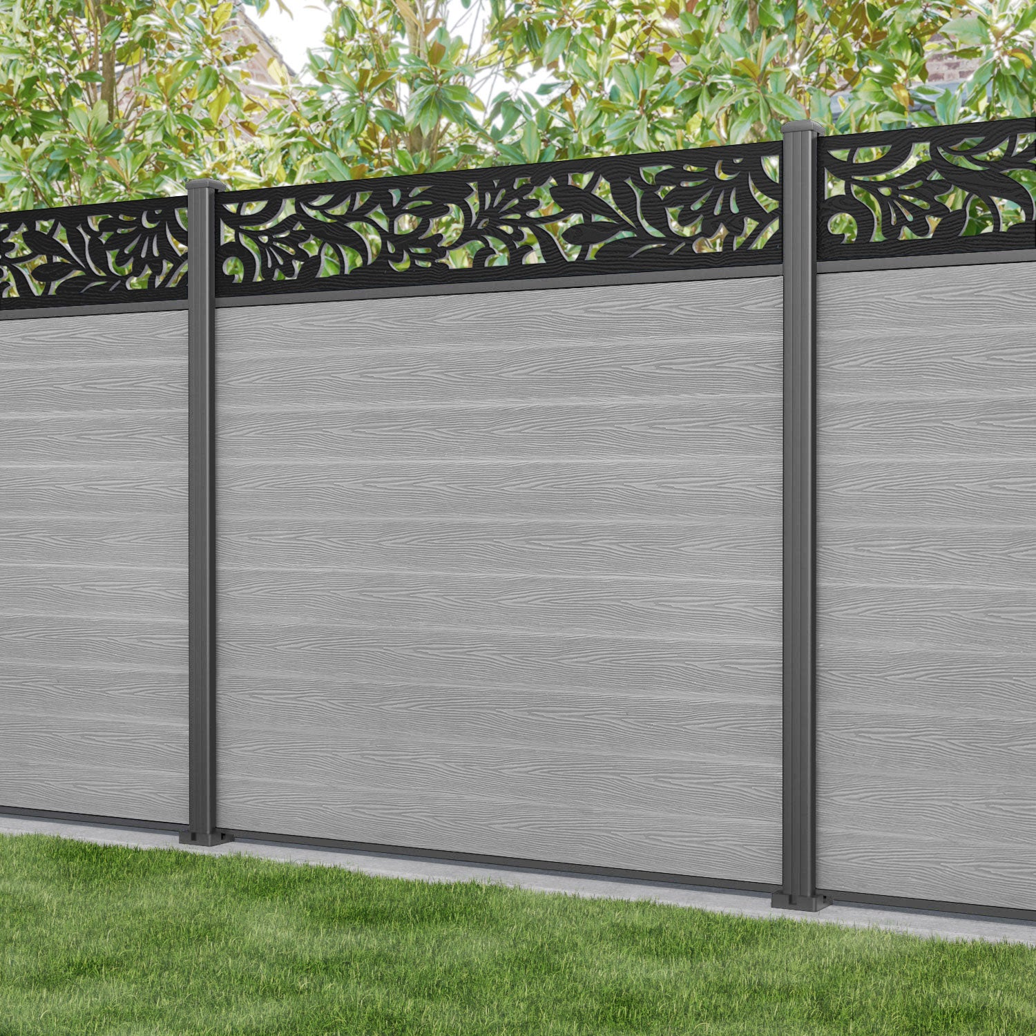Classic Heritage Fence Panel - Light Grey - with our aluminium posts