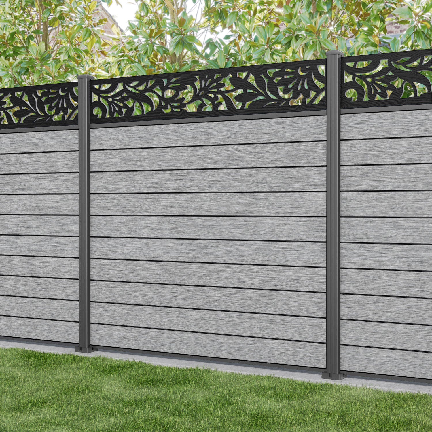 Fusion Heritage Fence Panel - Light Grey - with our aluminium posts