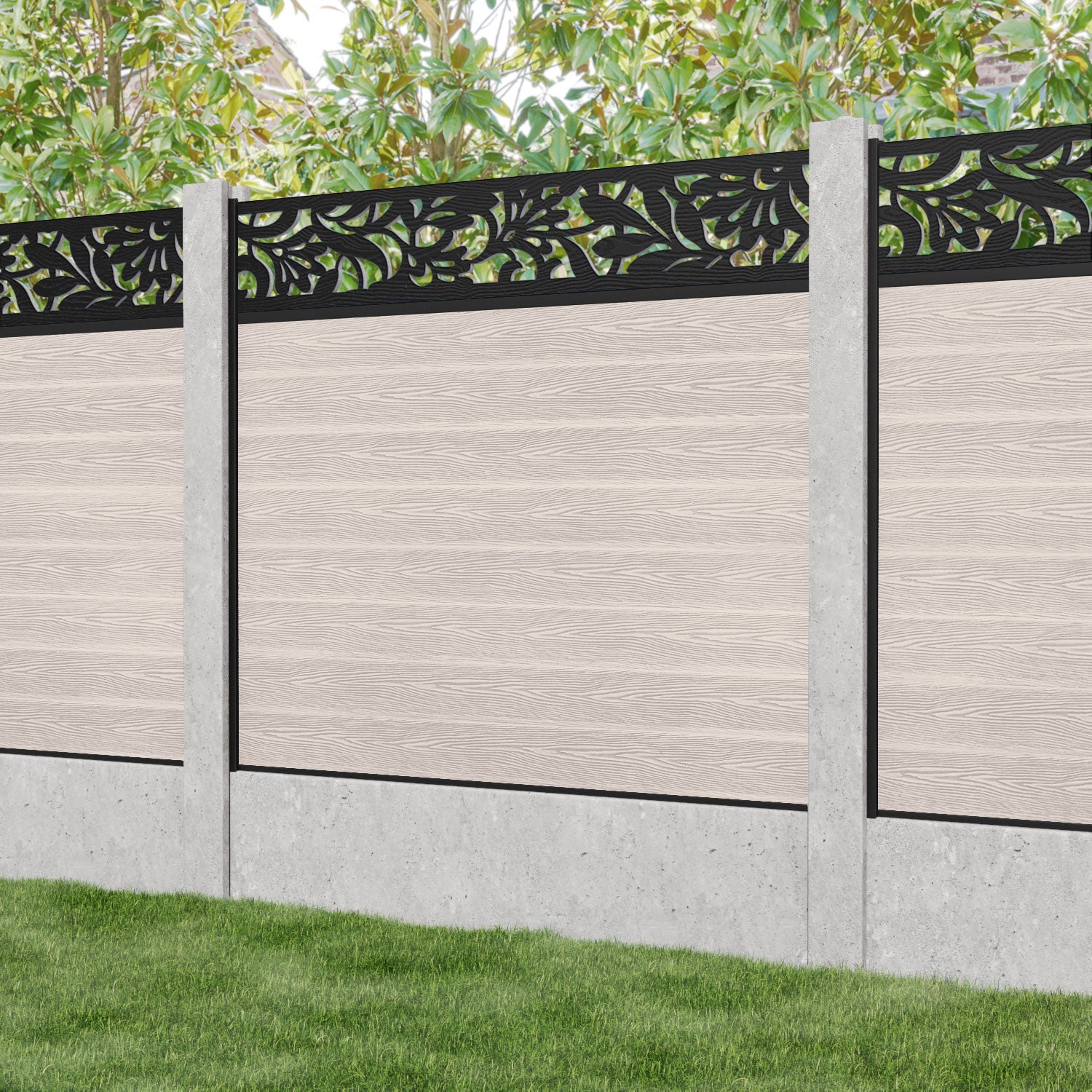 Classic Heritage Fence Panel - Mid Stone - for existing concrete posts
