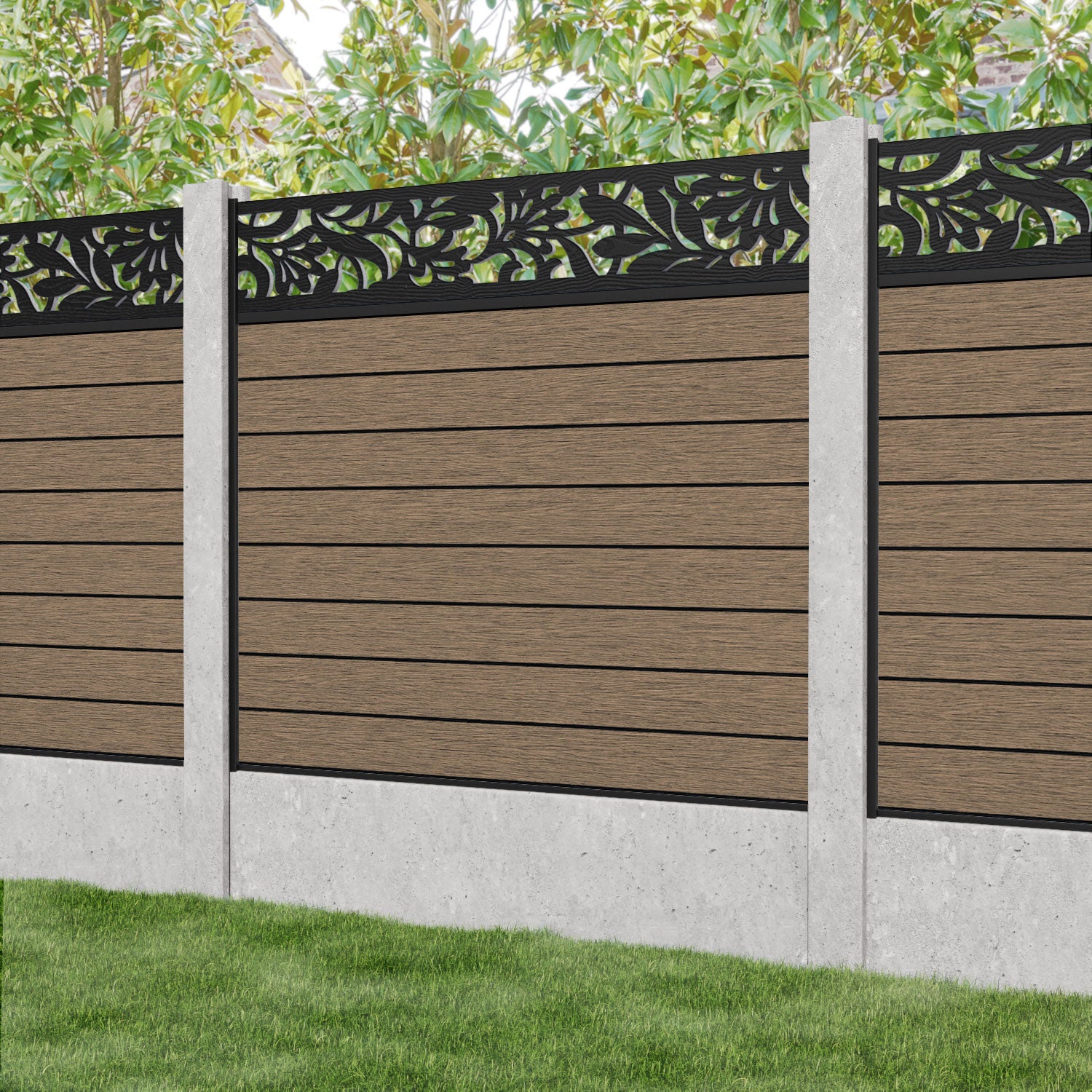 Fusion Heritage Fence Panel - Teak - for existing concrete posts
