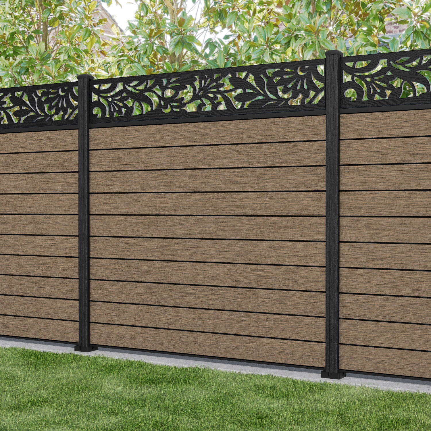 Fusion Heritage Fence Panel - Teak - with our composite posts