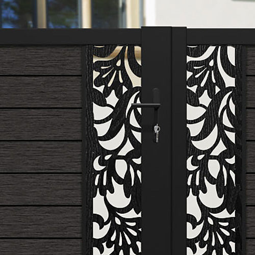 Fusion Heritage Straight Top Driveway Gate - Dark Oak - Middle & End Screen