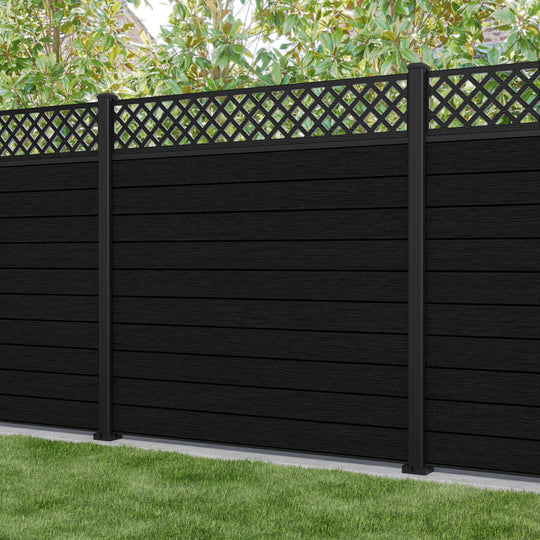 Fusion Hive Fence Panel - Black - with our aluminium posts
