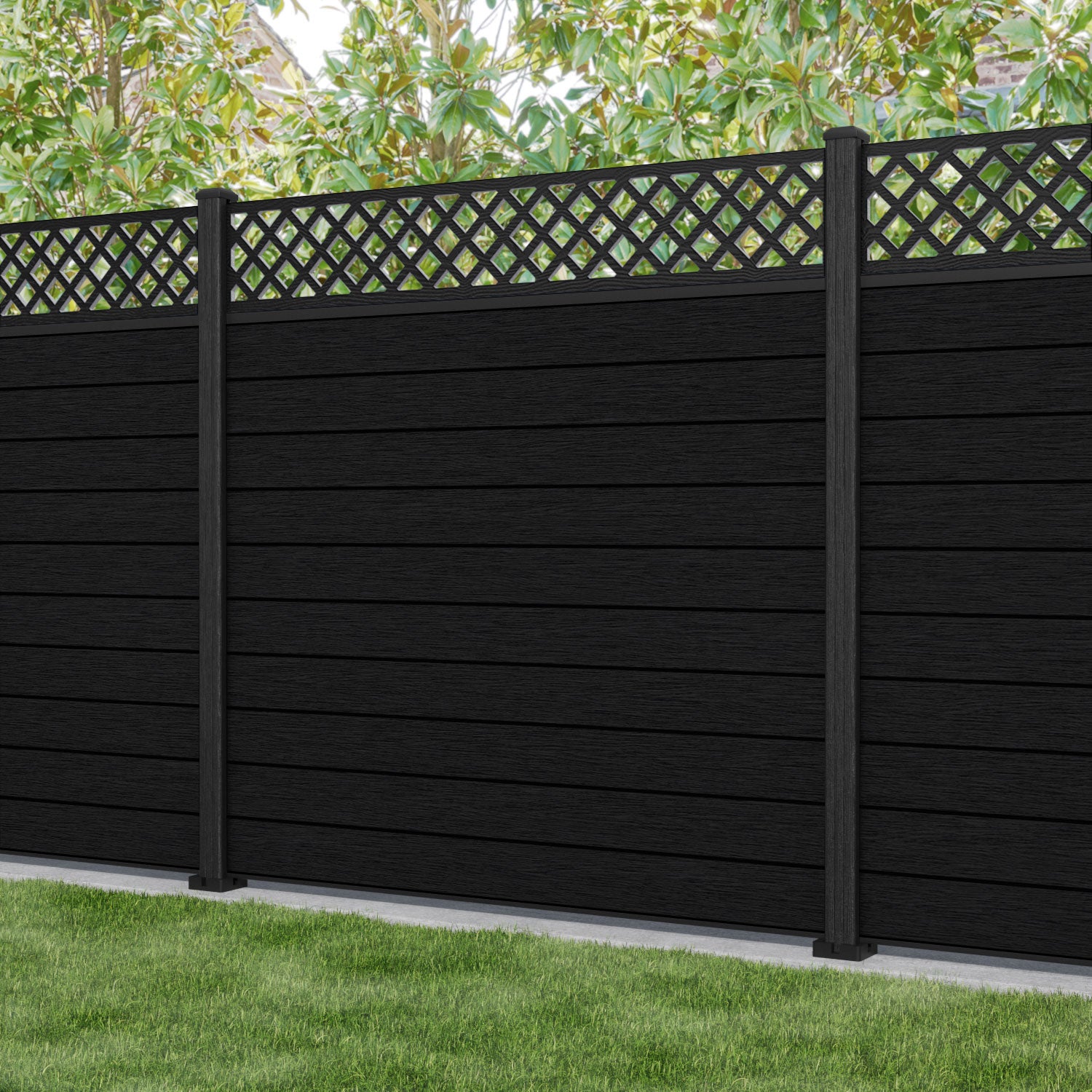 Fusion Hive Fence Panel - Black - with our composite posts
