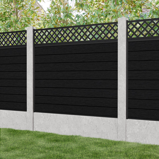 Fusion Hive Fence Panel - Black - for existing concrete posts