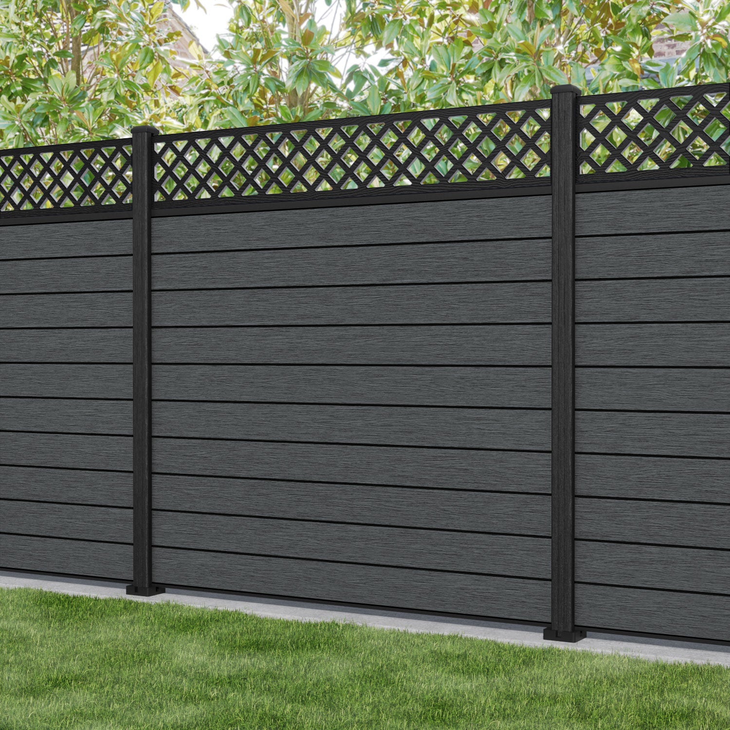 Fusion Hive Fence Panel - Dark Grey - with our composite posts