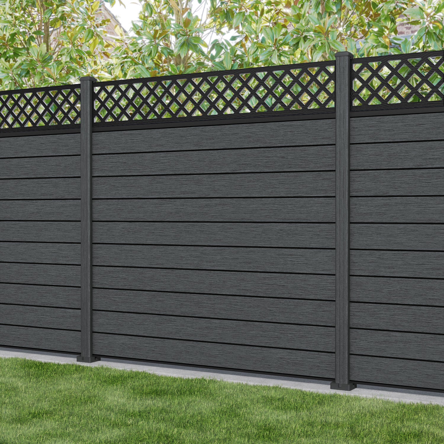 Fusion Hive Fence Panel - Dark Grey - with our composite posts
