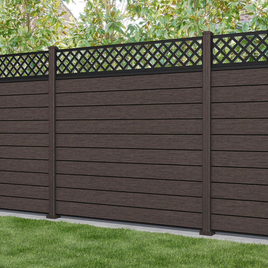 Fusion Hive Fence Panel - Mid Brown - with our composite posts