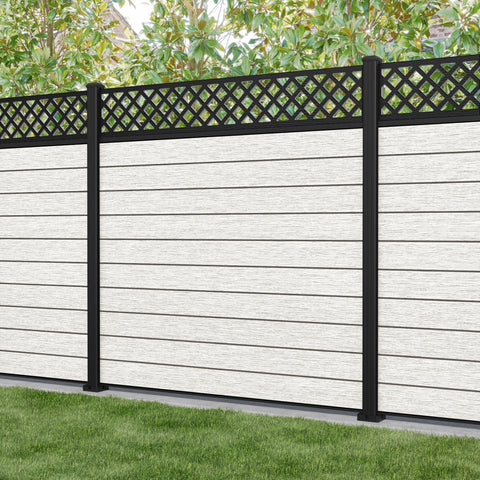 Fusion Hive Fence Panel - Light Stone - with our aluminium posts