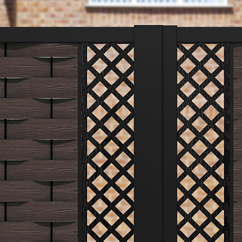 Ripple Hive Straight Top Driveway Gate - Mid Brown - Middle & End Screen