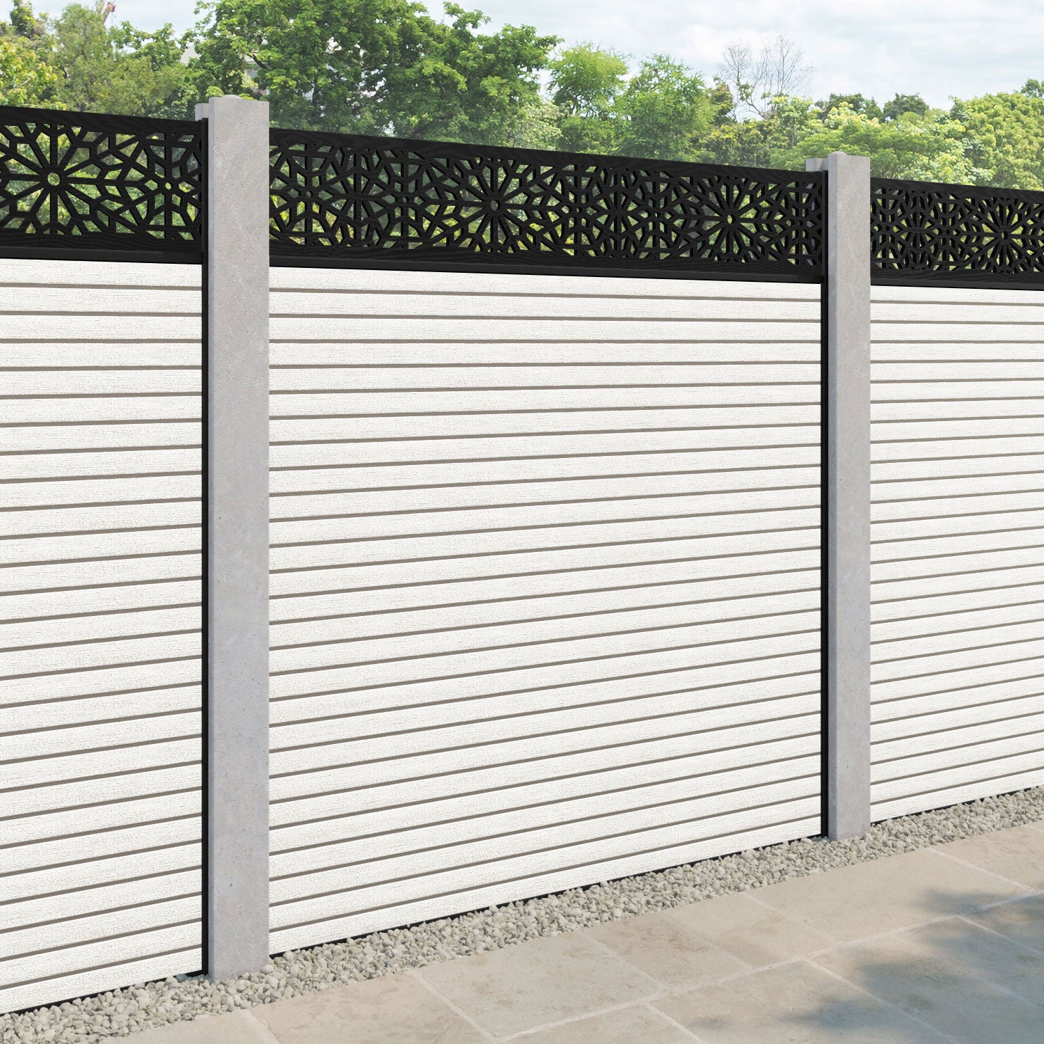 Hudson Alnara Fence Panel - Light Stone - for existing concrete posts