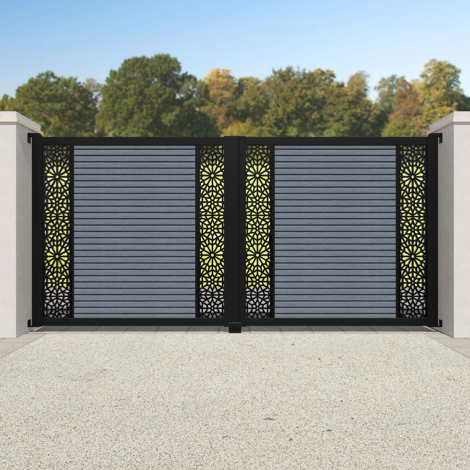 Hudson Alnara Straight Top Driveway Gate - Anthracite - Middle & End Screen