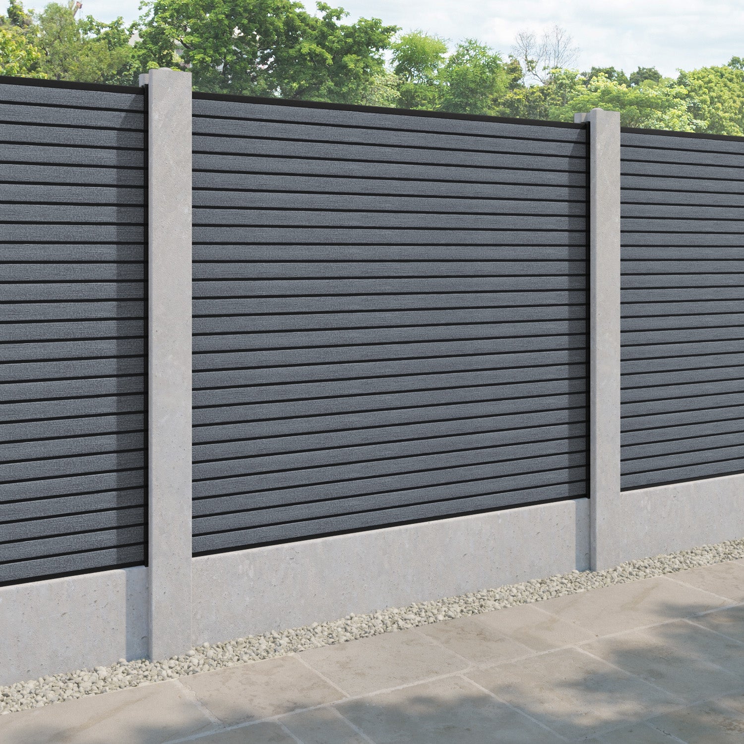 Hudson Fence Panel - Anthracite - for existing concrete posts