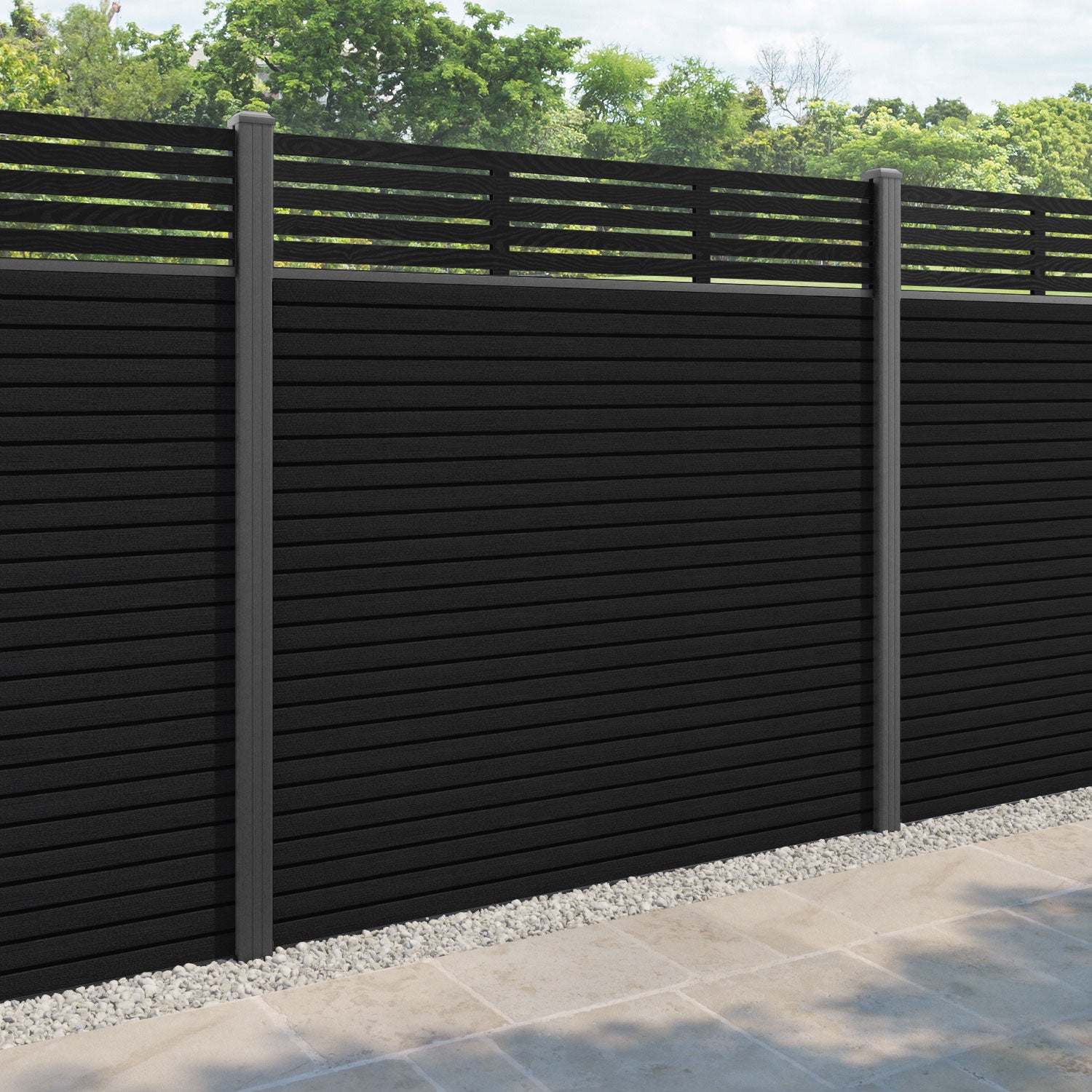 Hudson Aspen Fence Panel - Black - with our aluminium posts