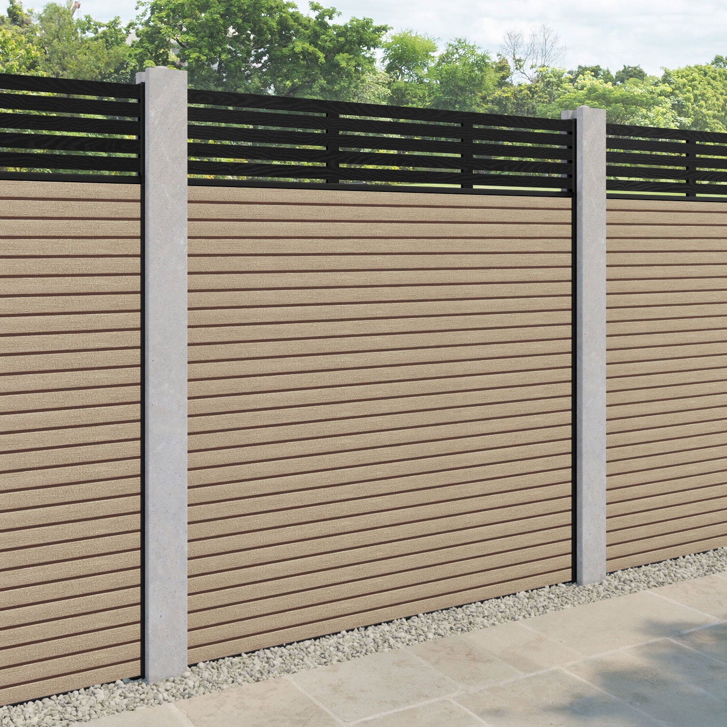 Hudson Aspen Fence Panel - Light Oak - for existing concrete posts