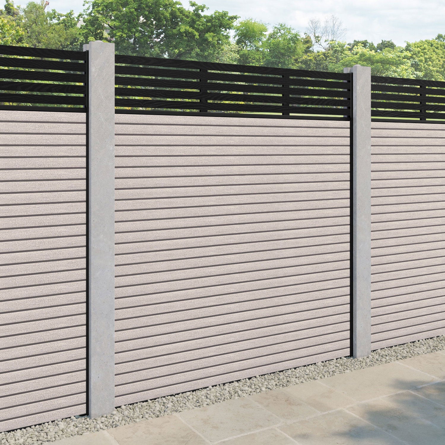 Hudson Aspen Fence Panel - Mid Stone - for existing concrete posts