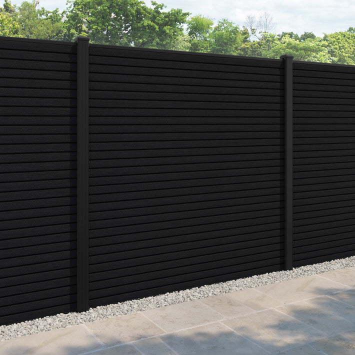 Hudson Fence Panel - Black - with our aluminium posts