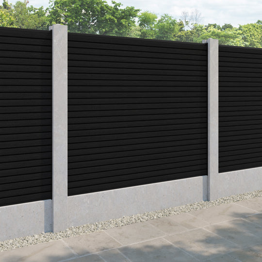 Hudson Fence Panel - Black - for existing concrete posts