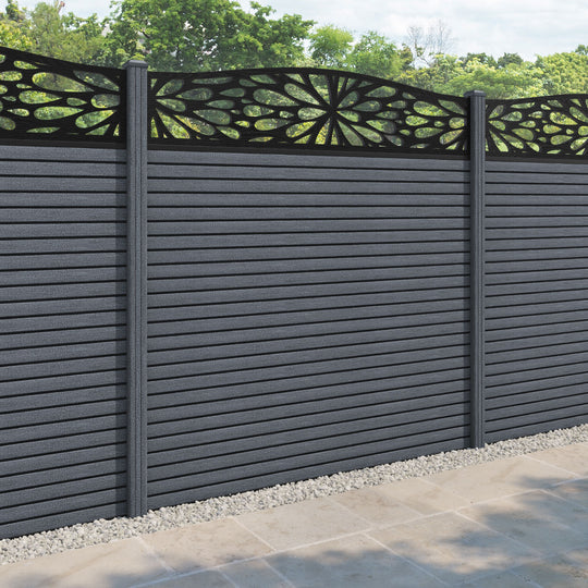 Hudson Botanic Curved Top Fence Panel - Anthracite - with our composite posts
