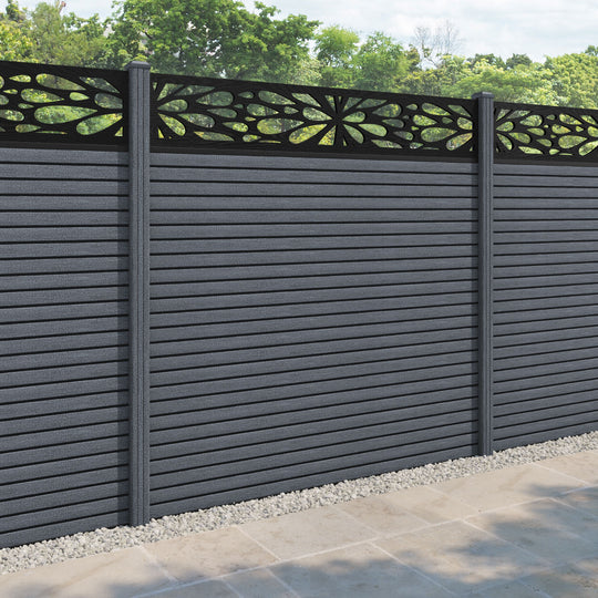 Hudson Blossom Fence Panel - Anthracite - with our composite posts