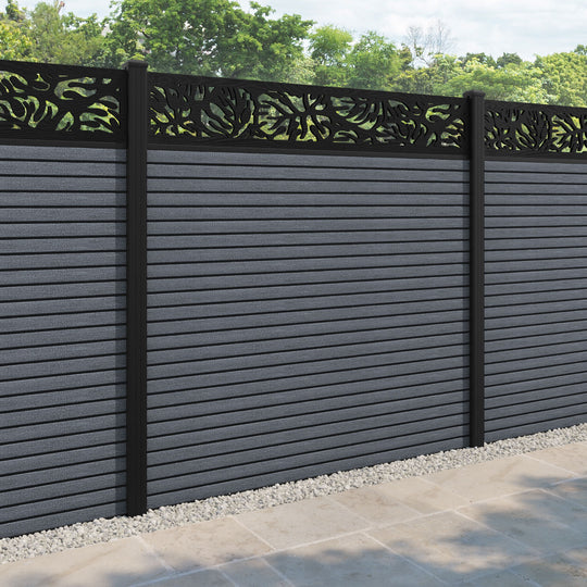 Hudson Botanic Fence Panel - Anthracite - with our aluminium posts