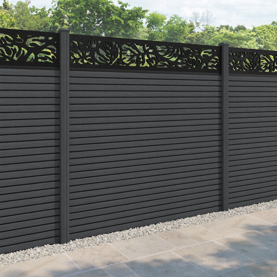 Hudson Botanic Fence Panel - Dark Grey - with our composite posts