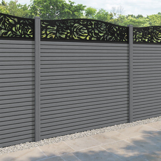 Hudson Botanic Curved Top Fence Panel - Mid Grey - with our composite posts