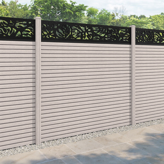 Hudson Botanic Fence Panel - Mid Stone - with our composite posts