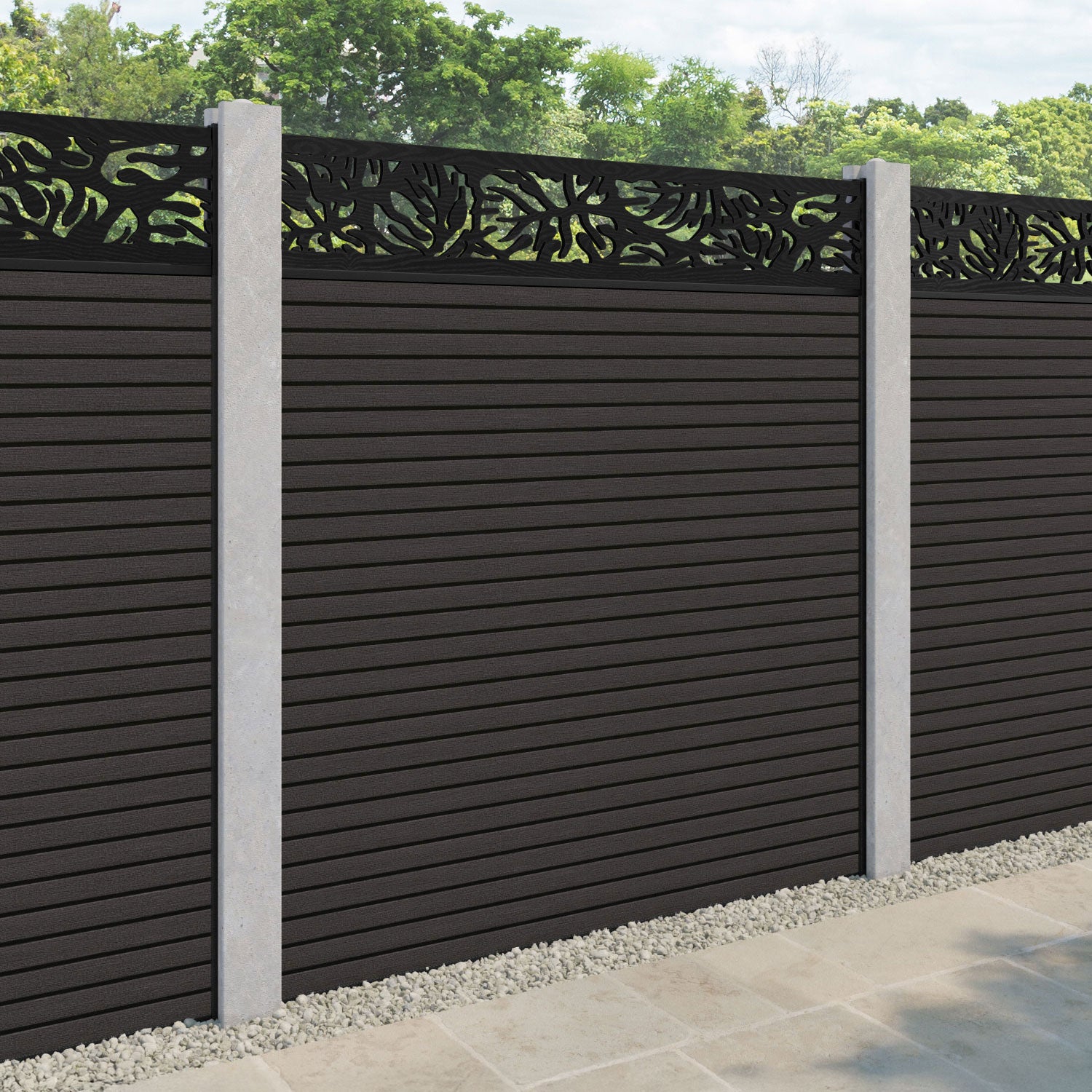 Hudson Botanic Fence Panel - Dark Oak - for existing concrete posts