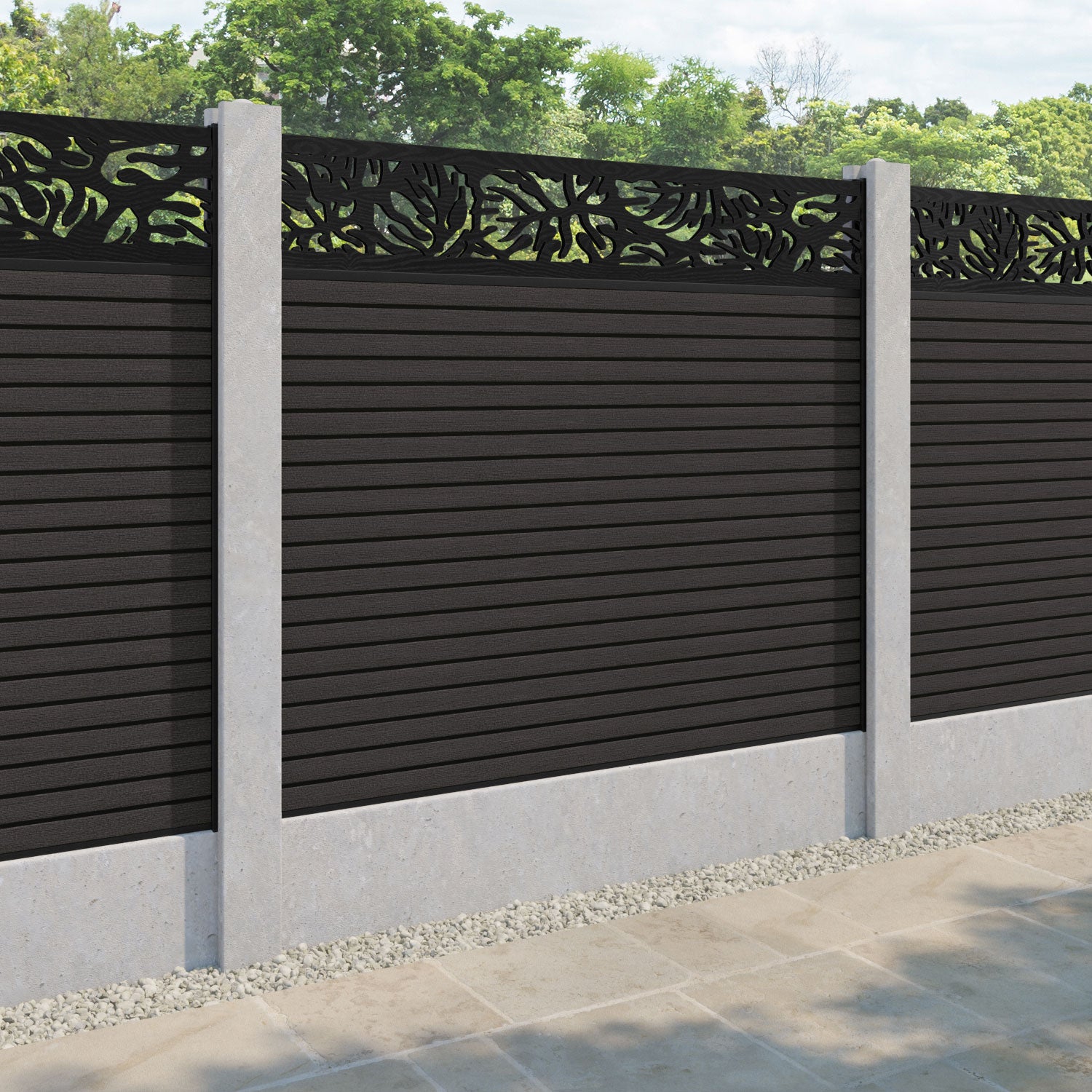 Hudson Botanic Fence Panel - Dark Oak - for existing concrete posts