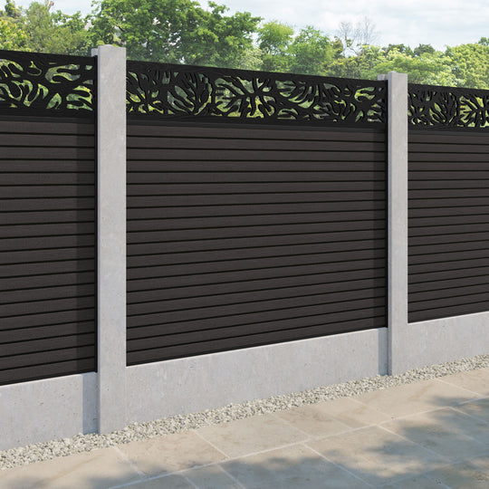 Hudson Botanic Fence Panel - Dark Oak - for existing concrete posts