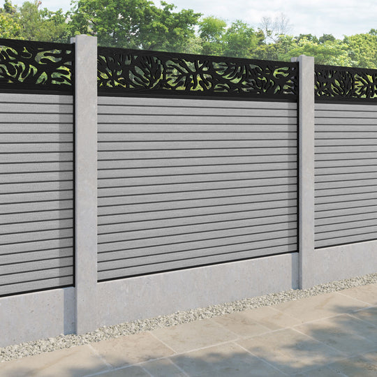 Hudson Botanic Fence Panel - Light Grey - for existing concrete posts