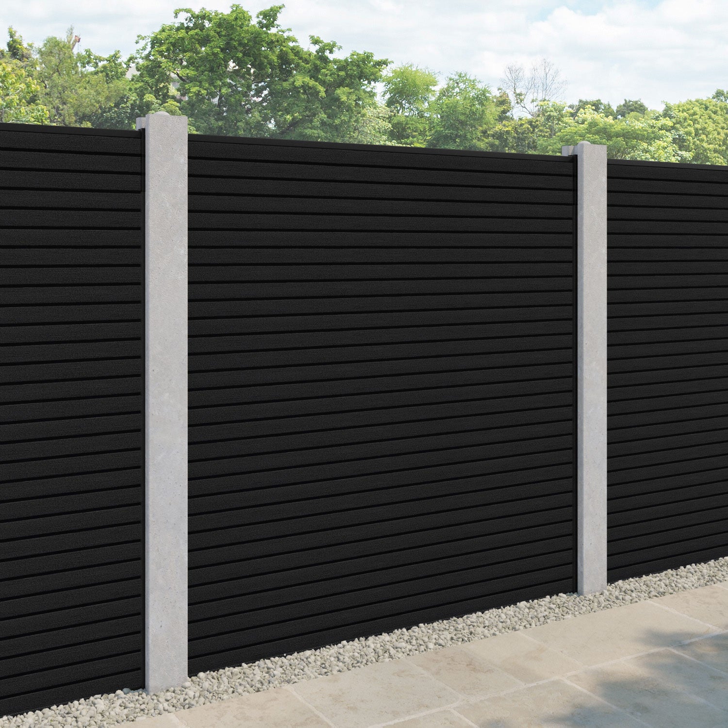 Hudson Fence Panel - Black - for existing concrete posts