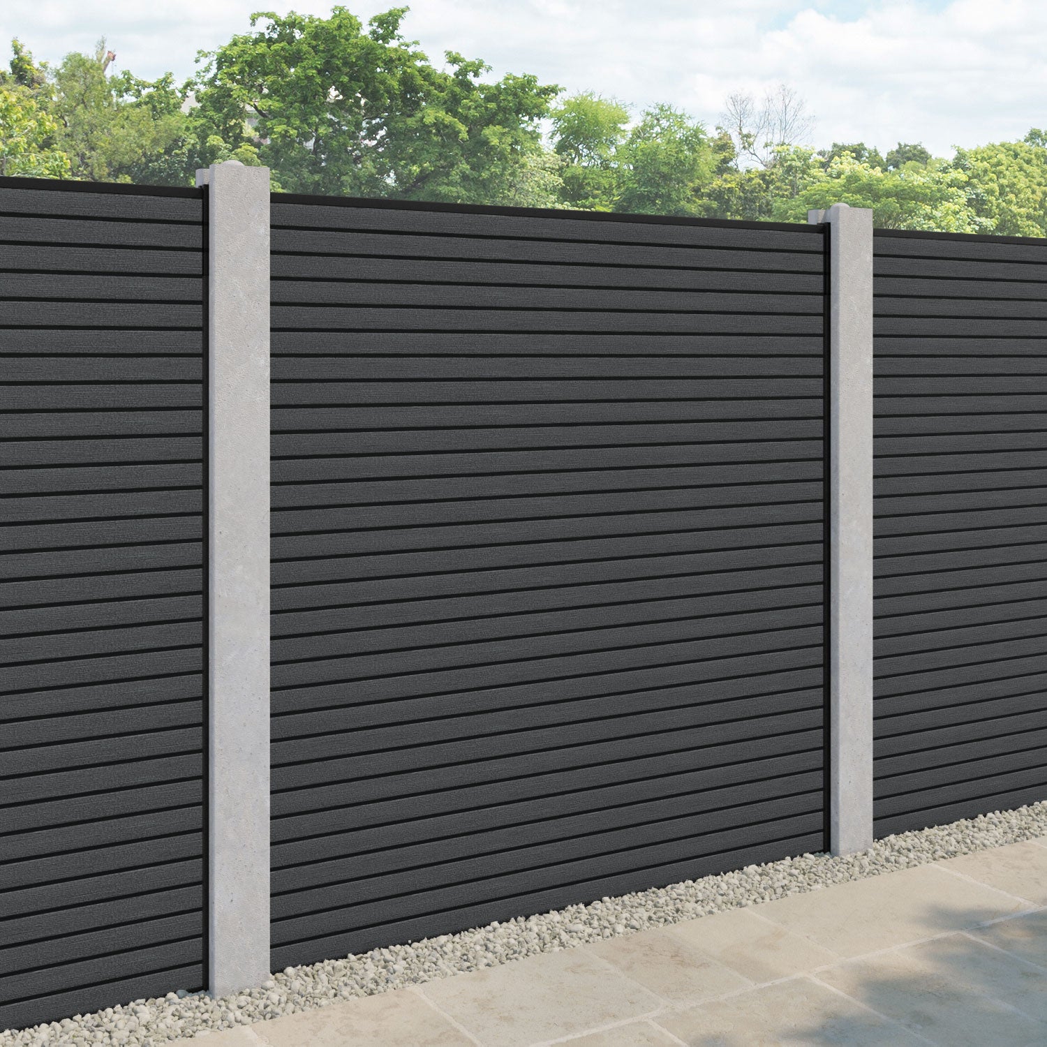 Hudson Fence Panel - Dark Grey - for existing concrete posts