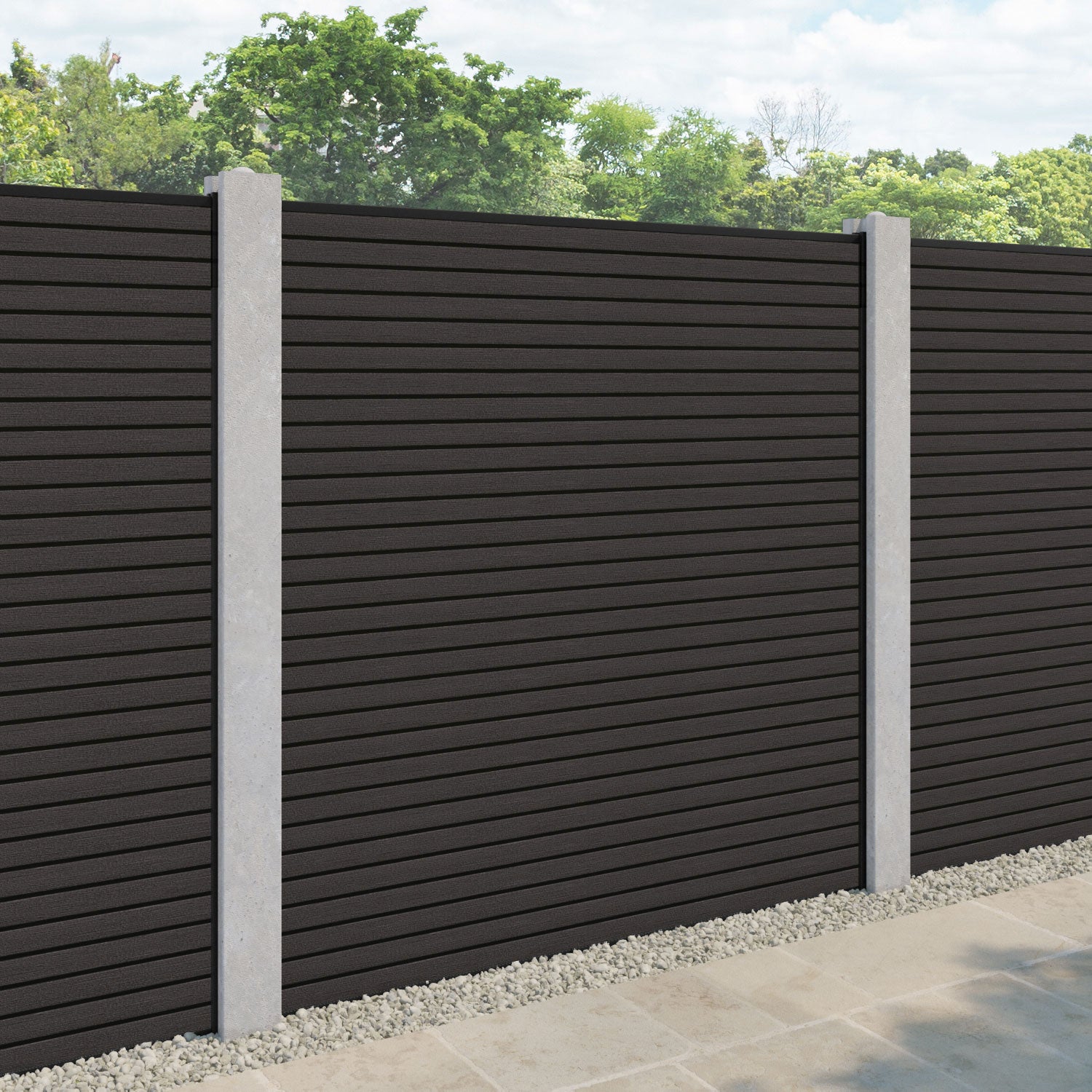 Hudson Fence Panel - Dark Oak - for existing concrete posts