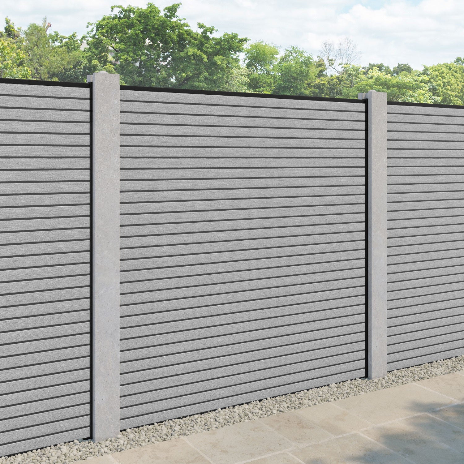 Hudson Fence Panel - Light Grey - for existing concrete posts