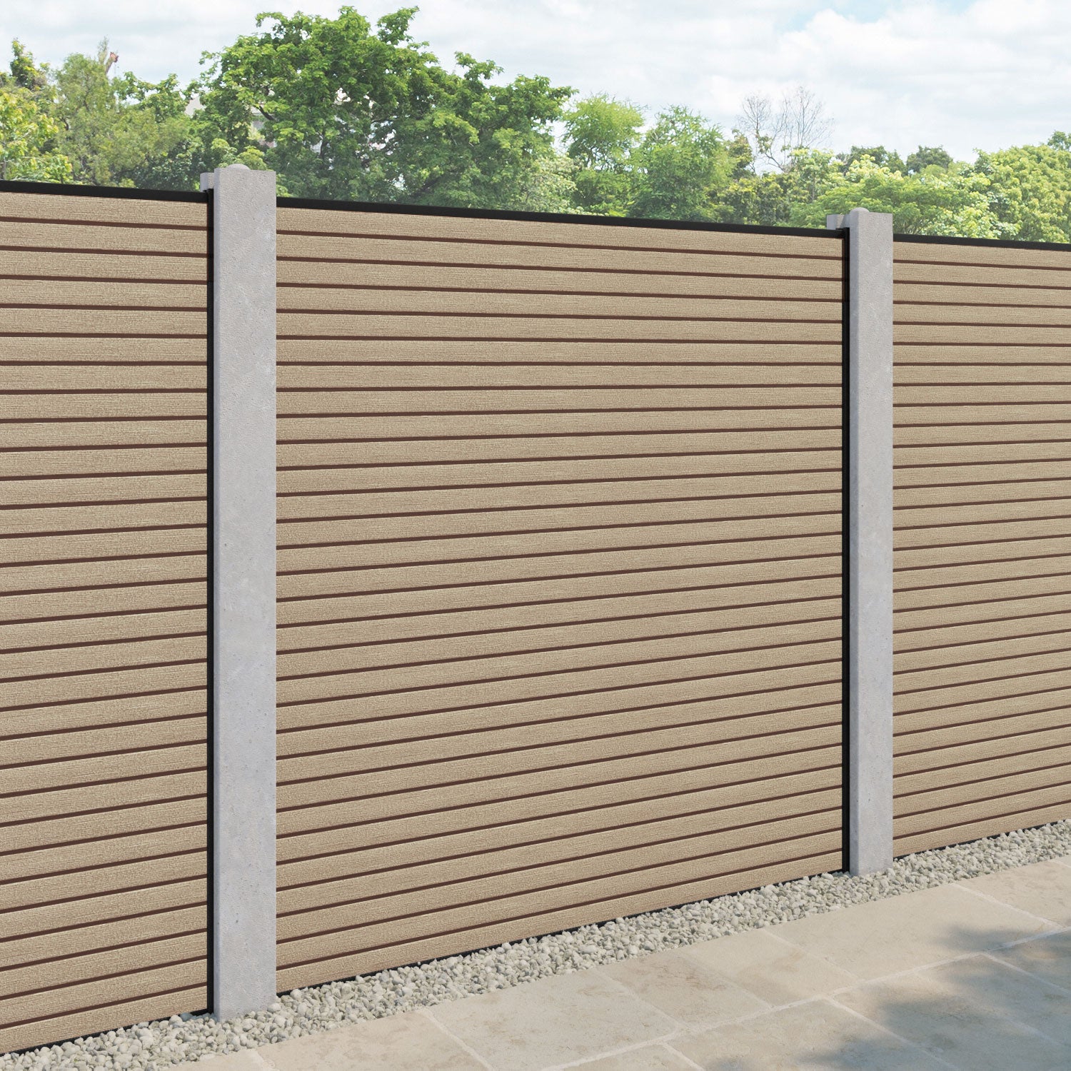 Hudson Fence Panel - Light Oak - for existing concrete posts