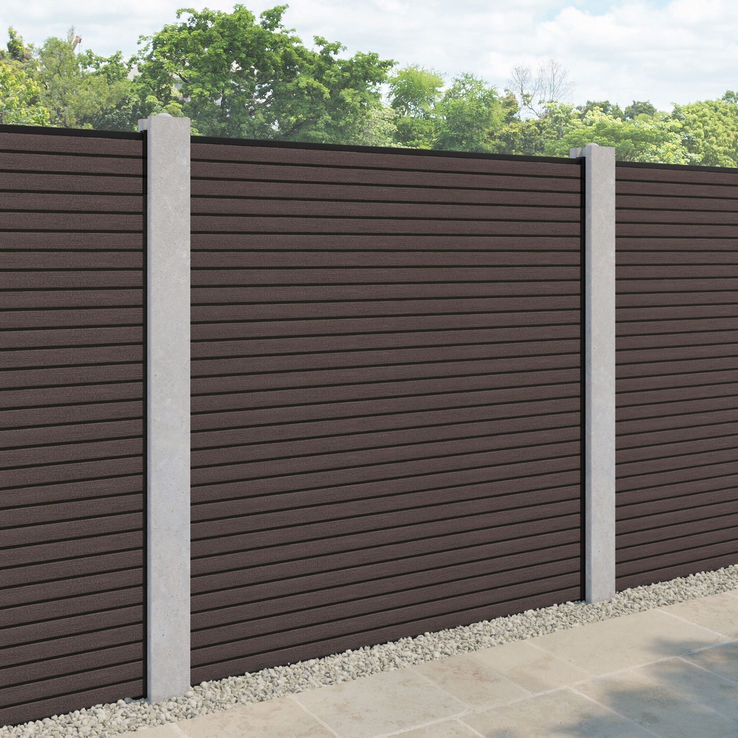 Hudson Fence Panel - Mid Brown - for existing concrete posts