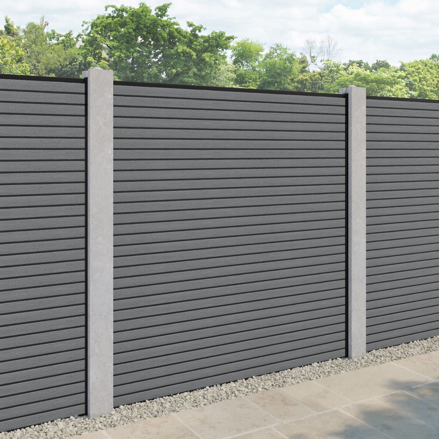 Hudson Fence Panel - Mid Grey - for existing concrete posts