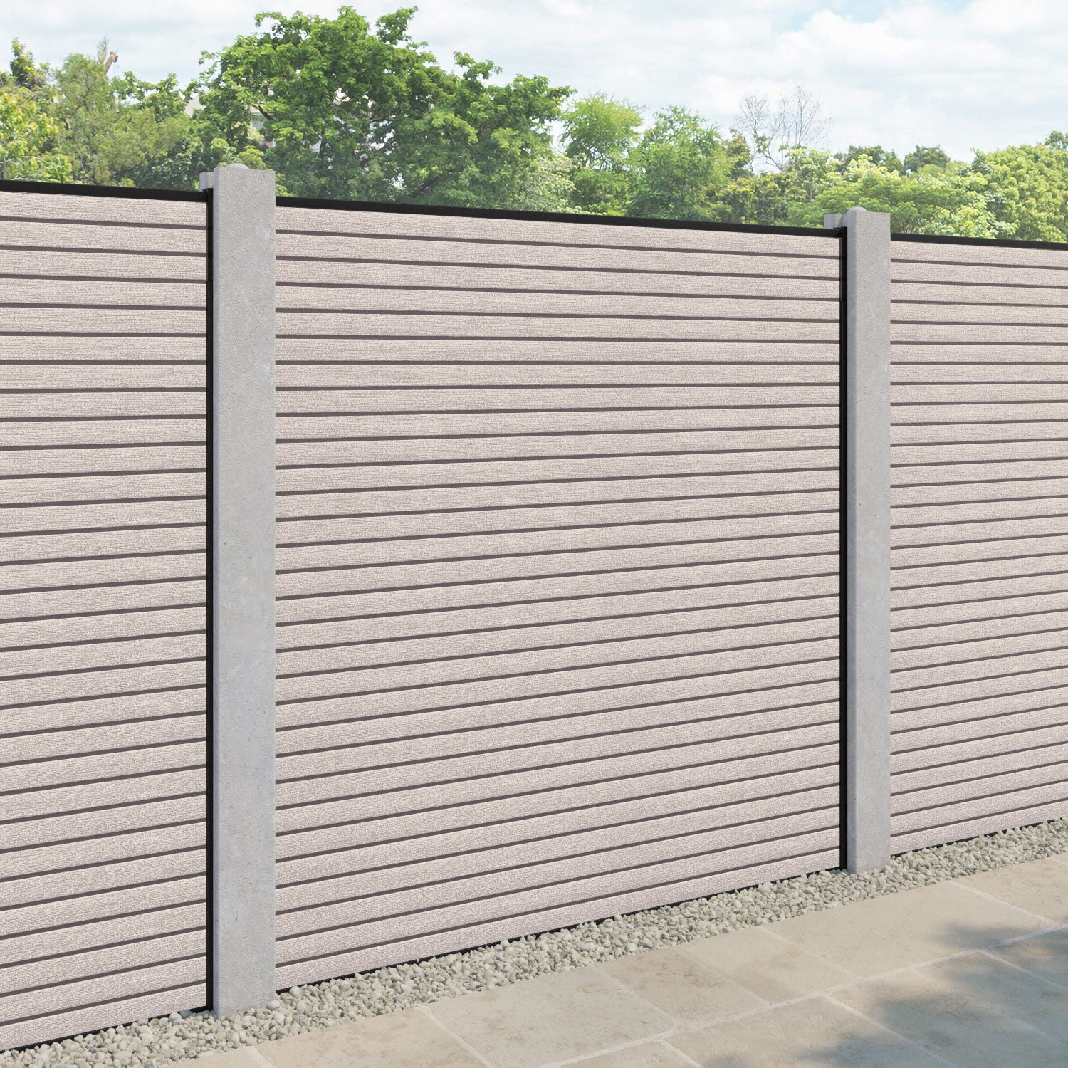 Hudson Fence Panel - Mid Stone - for existing concrete posts