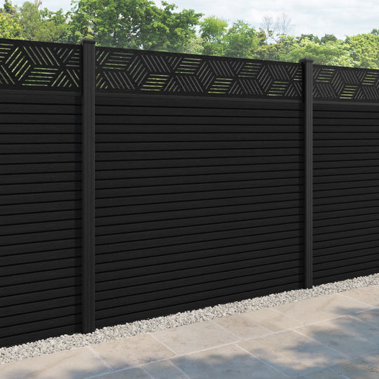Hudson Cubed Fence Panel - Black - with our composite posts