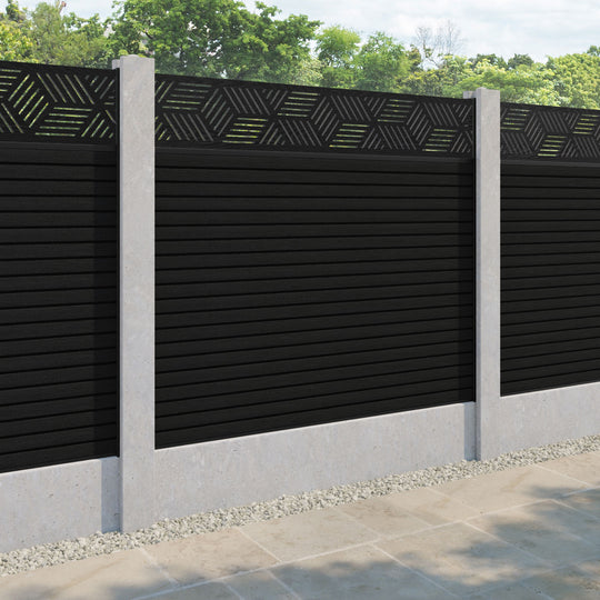Hudson Cubed Fence Panel - Black - for existing concrete posts