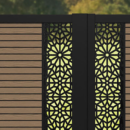 Hudson Alnara Straight Top Driveway Gate - Teak - Middle & End Screen