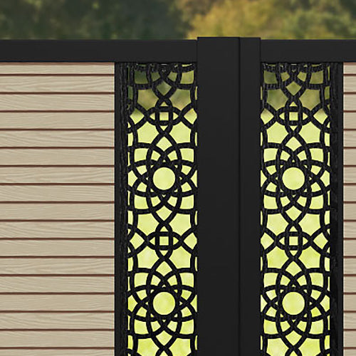 Hudson Ambar Straight Top Driveway Gate - Light Oak- Middle & End Screen