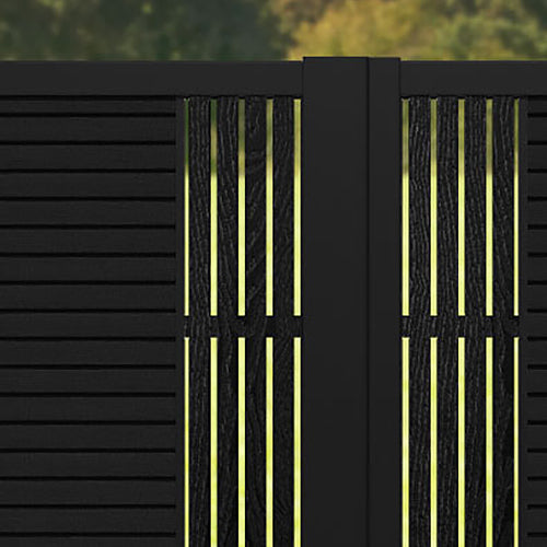 Hudson Aspen Straight Top Driveway Gate - Black - Middle & End Screen