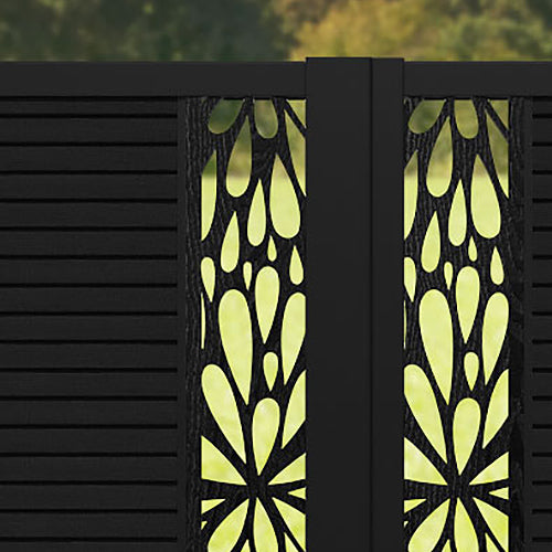 Hudson Blossom Straight Top Driveway Gate - Black - Middle Screen