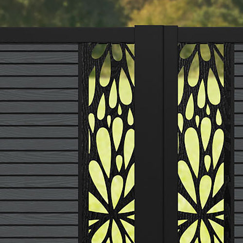Hudson Blossom Straight Top Driveway Gate - Dark Grey - Middle & End Screen