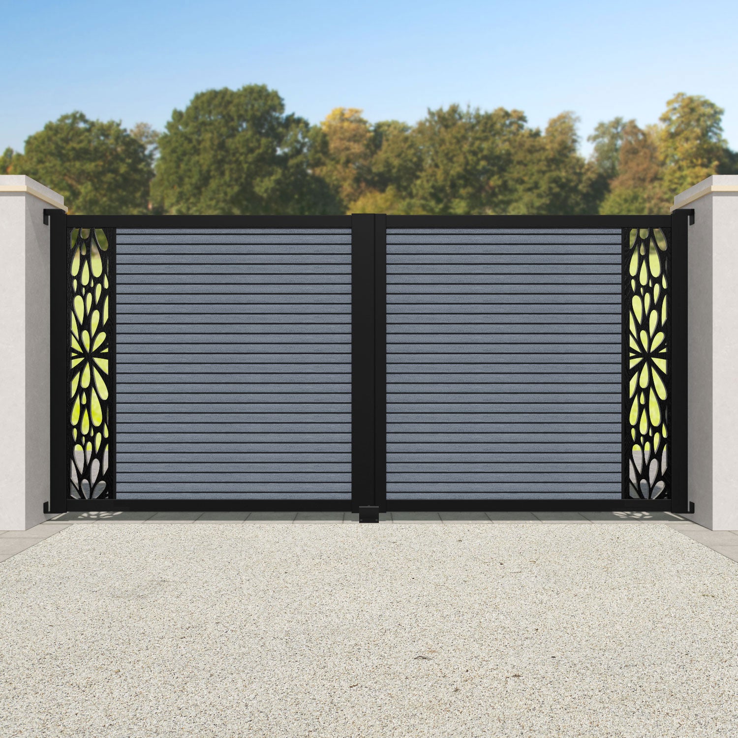 Hudson Blossom Straight Top Driveway Gate - Anthracite - End Screen