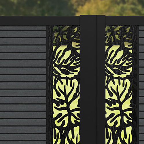 Hudson Botanic Straight Top Driveway Gate - Dark Grey - Middle & End Screen